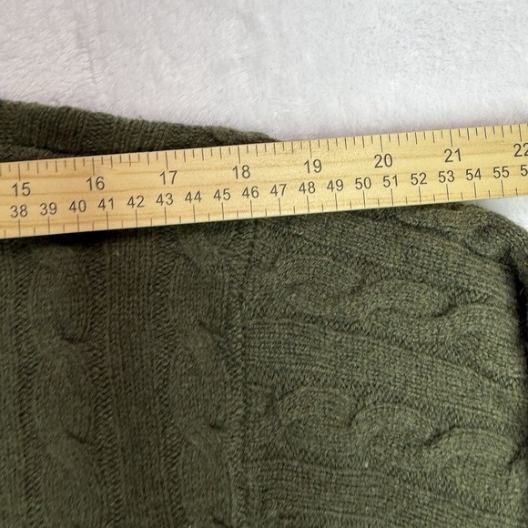 Quicksilver Sweater Large Men's Green Pullover V Neck Cable Knit - Lambs Wool - Picture 12 of 15